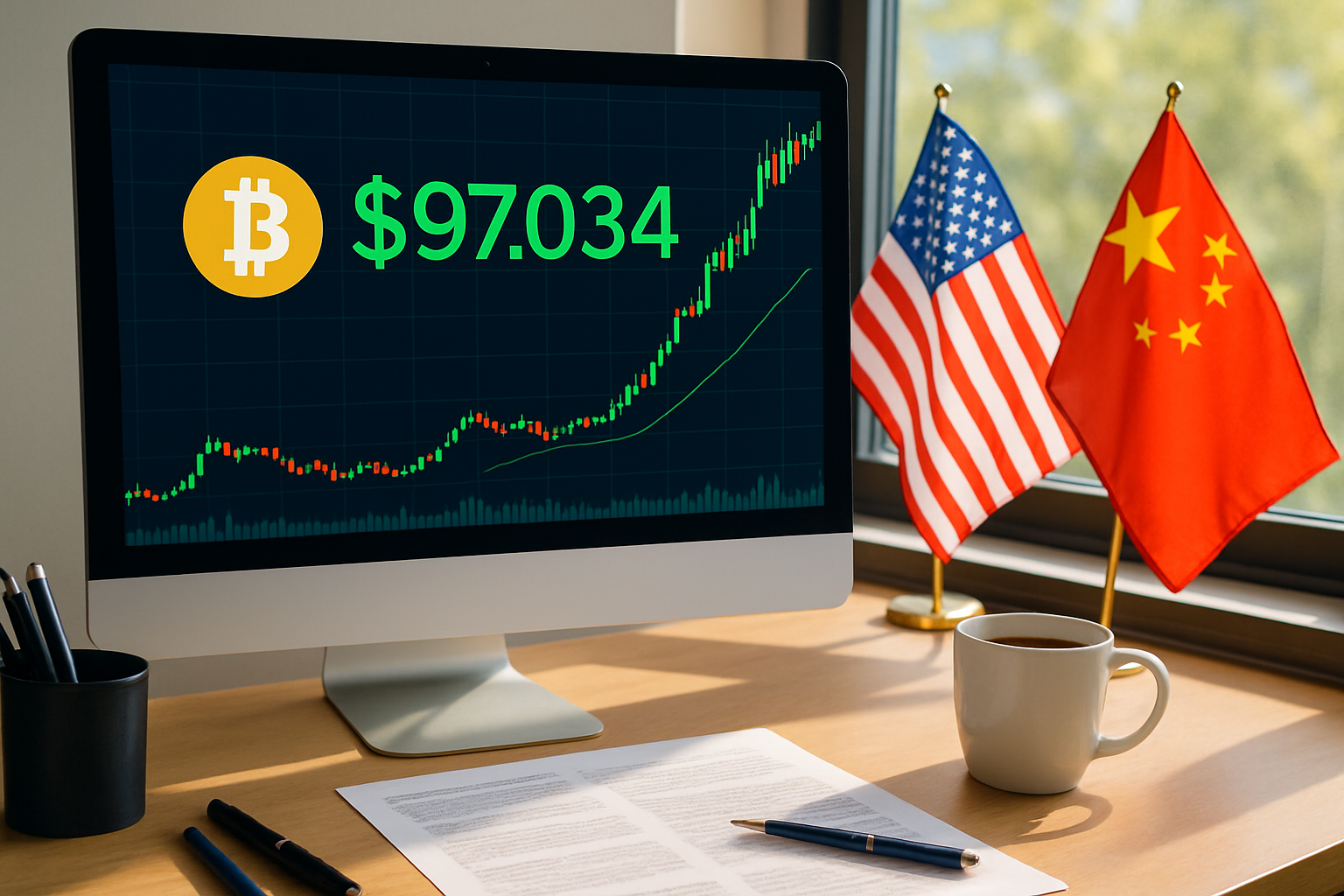 bitcoin atteint un nouveau sommet à plus de 97 000 dollars, porté par une détente des tensions commerciales entre les états-unis et la chine. découvrez comment cet apaisement influence le marché des cryptomonnaies.