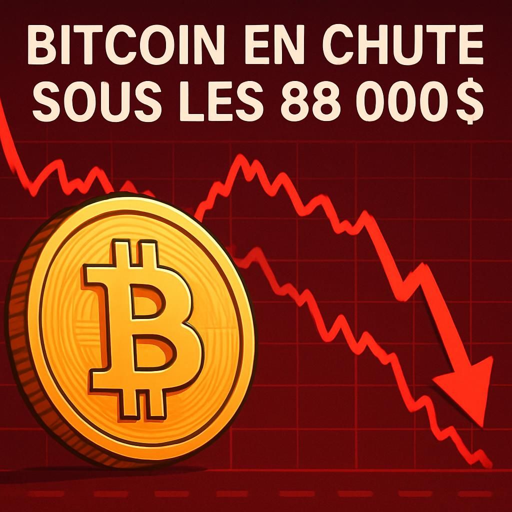 bitcoin reprend sa baisse en asie, chutant sous les 88 000 $ sous l'effet de la pression des marchés européens et du nasdaq, annulant ainsi son rebond récent.